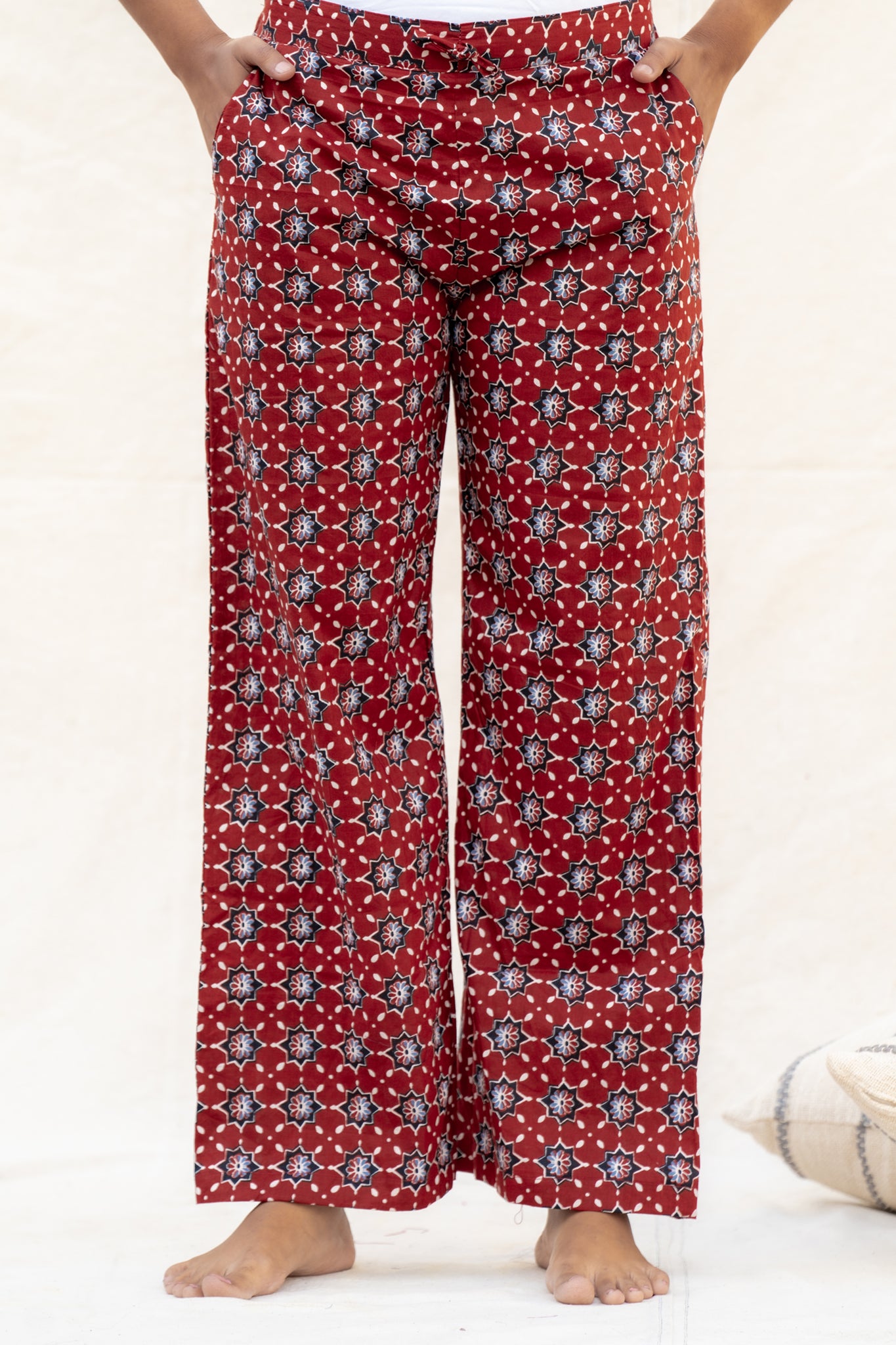 Yamuna Maroon Maternity and Nursing Cotton Lounge Wear Set