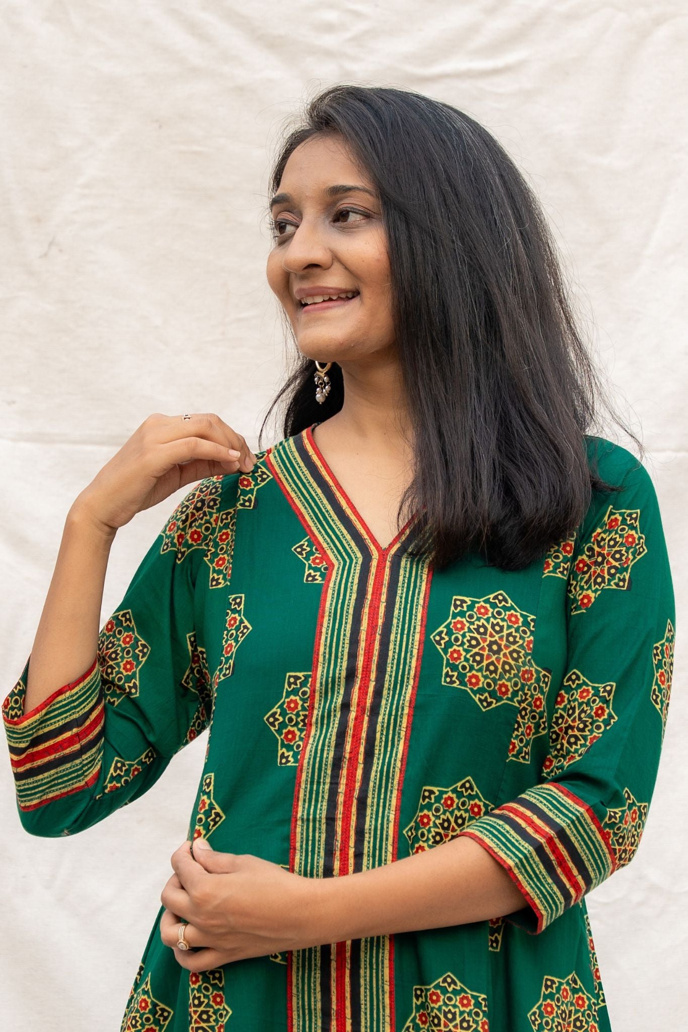 Apsara Green Maternity and Nursing Cotton Kurta