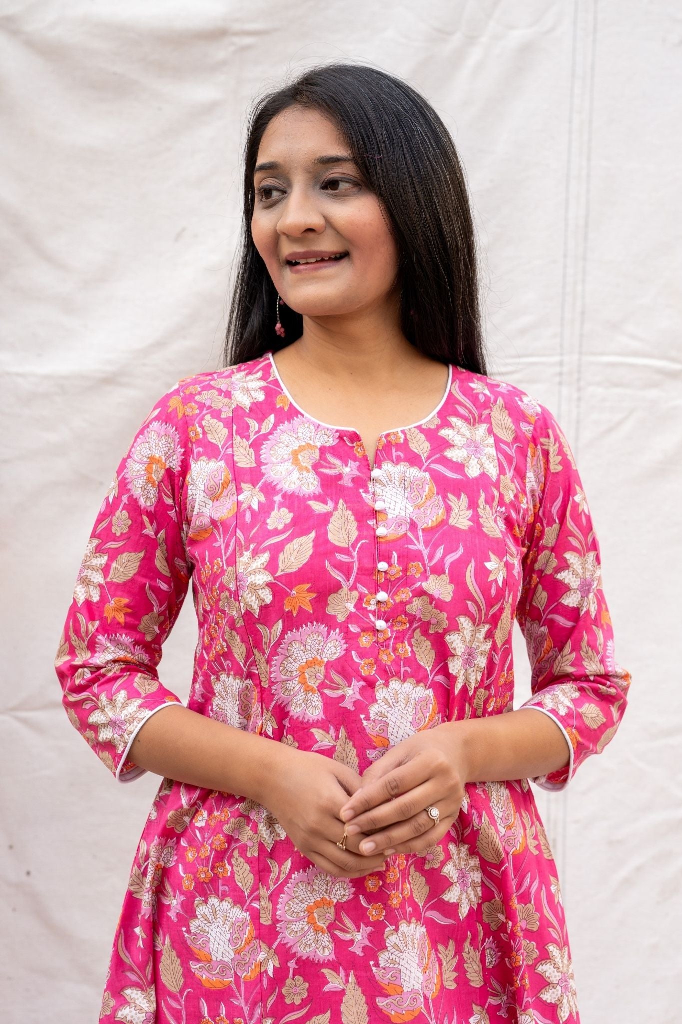 Geet Pink Maternity and Nursing Cotton Kurta