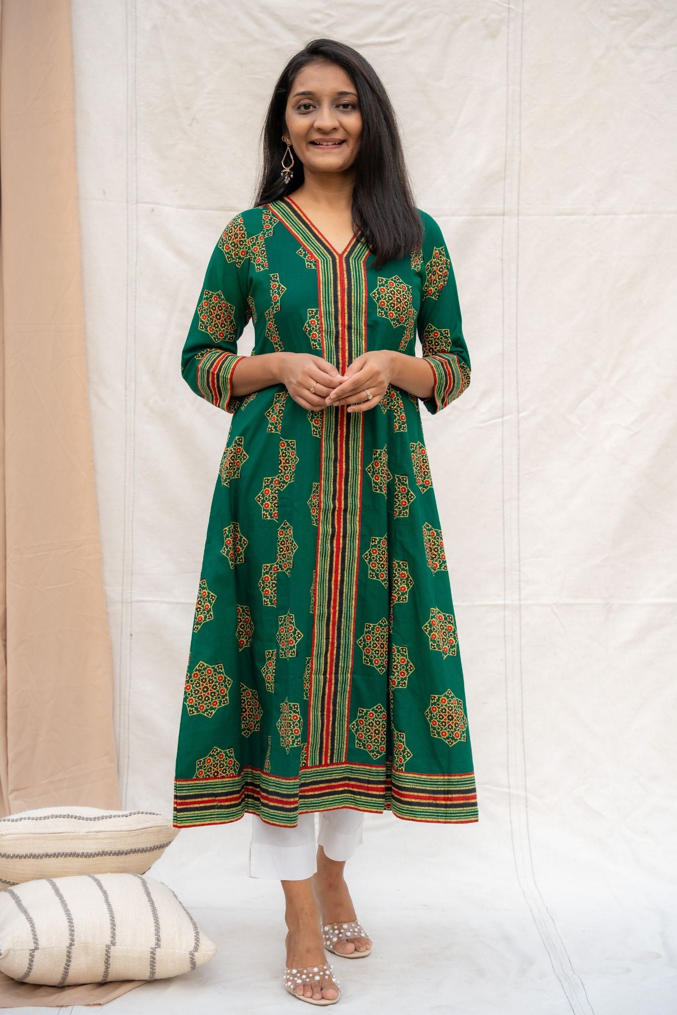 Apsara Green Maternity and Nursing Cotton Kurta