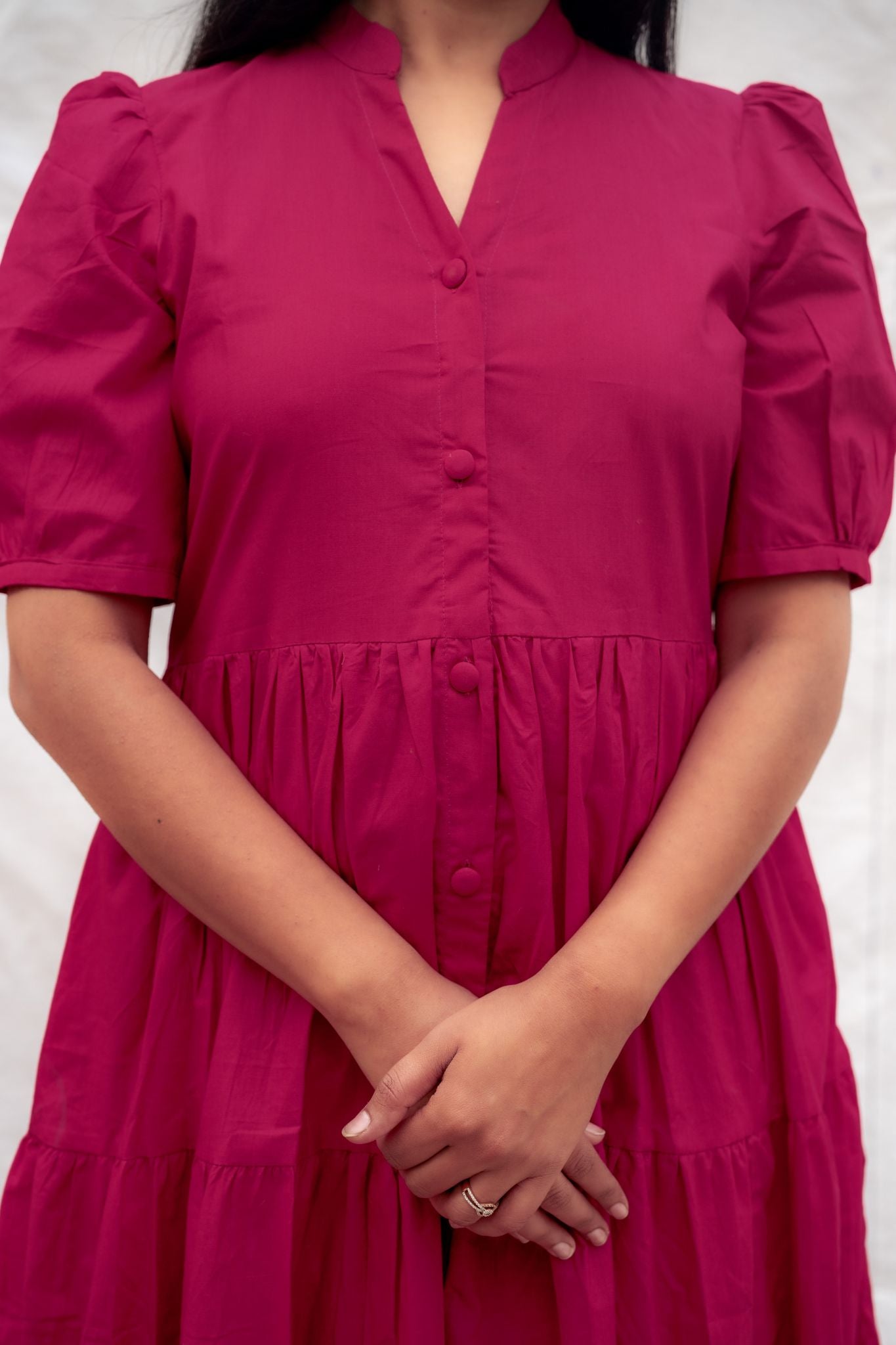 Brunch & Beyond Bright Pink Poplin Cotton Dress