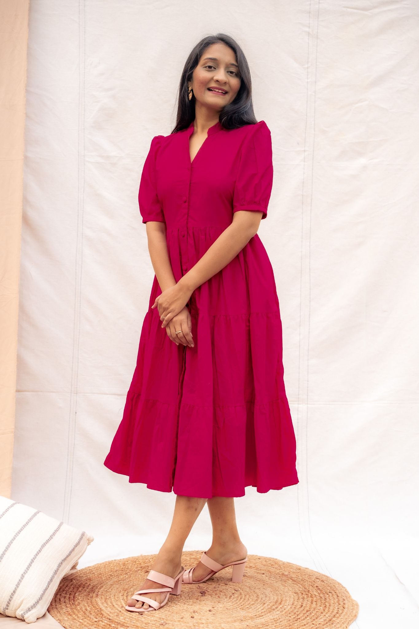 Brunch & Beyond Bright Pink Maternity and Nursing Cotton Dress