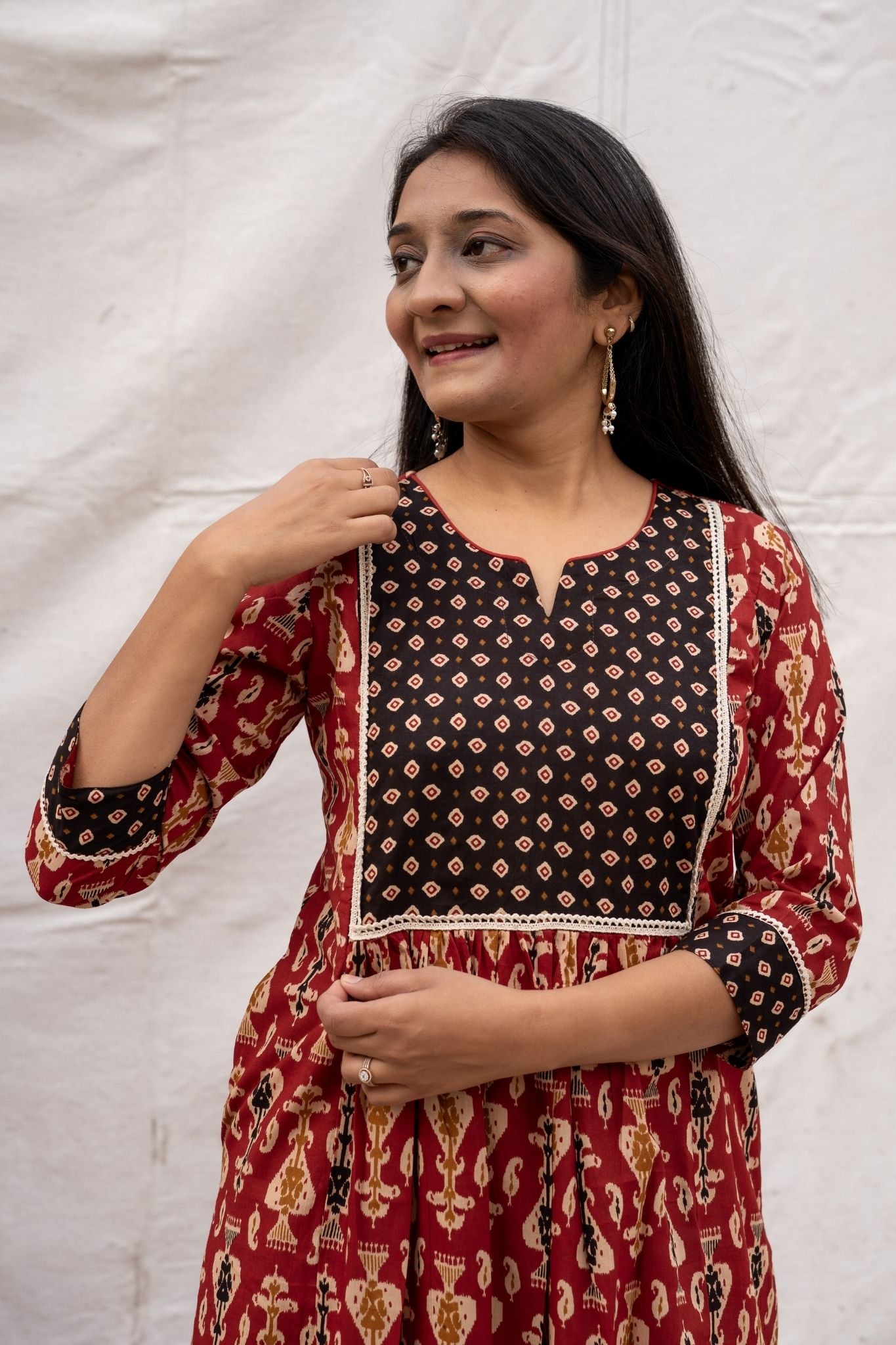 Toshi Rust Maternity and Nursing Cotton Kurta