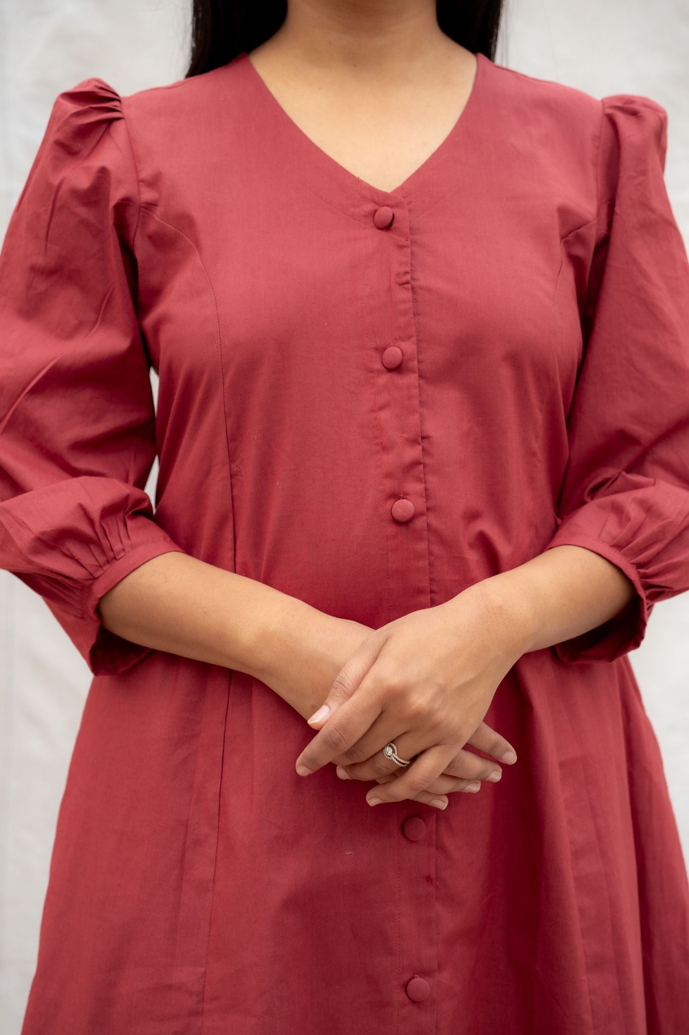 Every Mood Rust Brown Poplin Cotton Dress