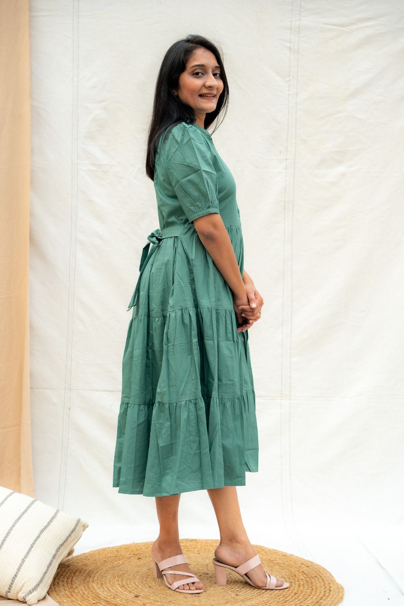 All Day Out Sage Green Poplin Cotton Dress