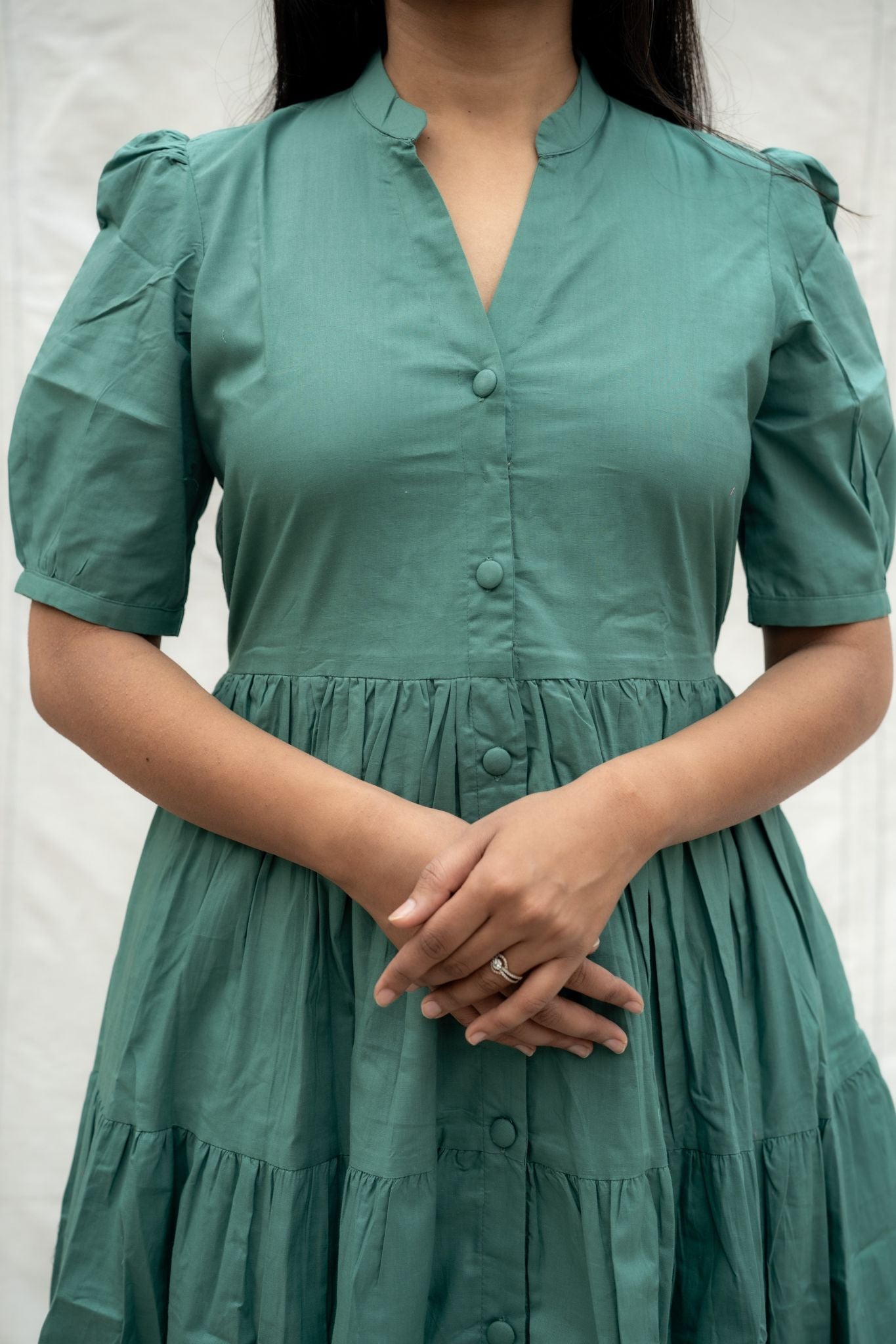 All Day Out Sage Green Poplin Cotton Dress