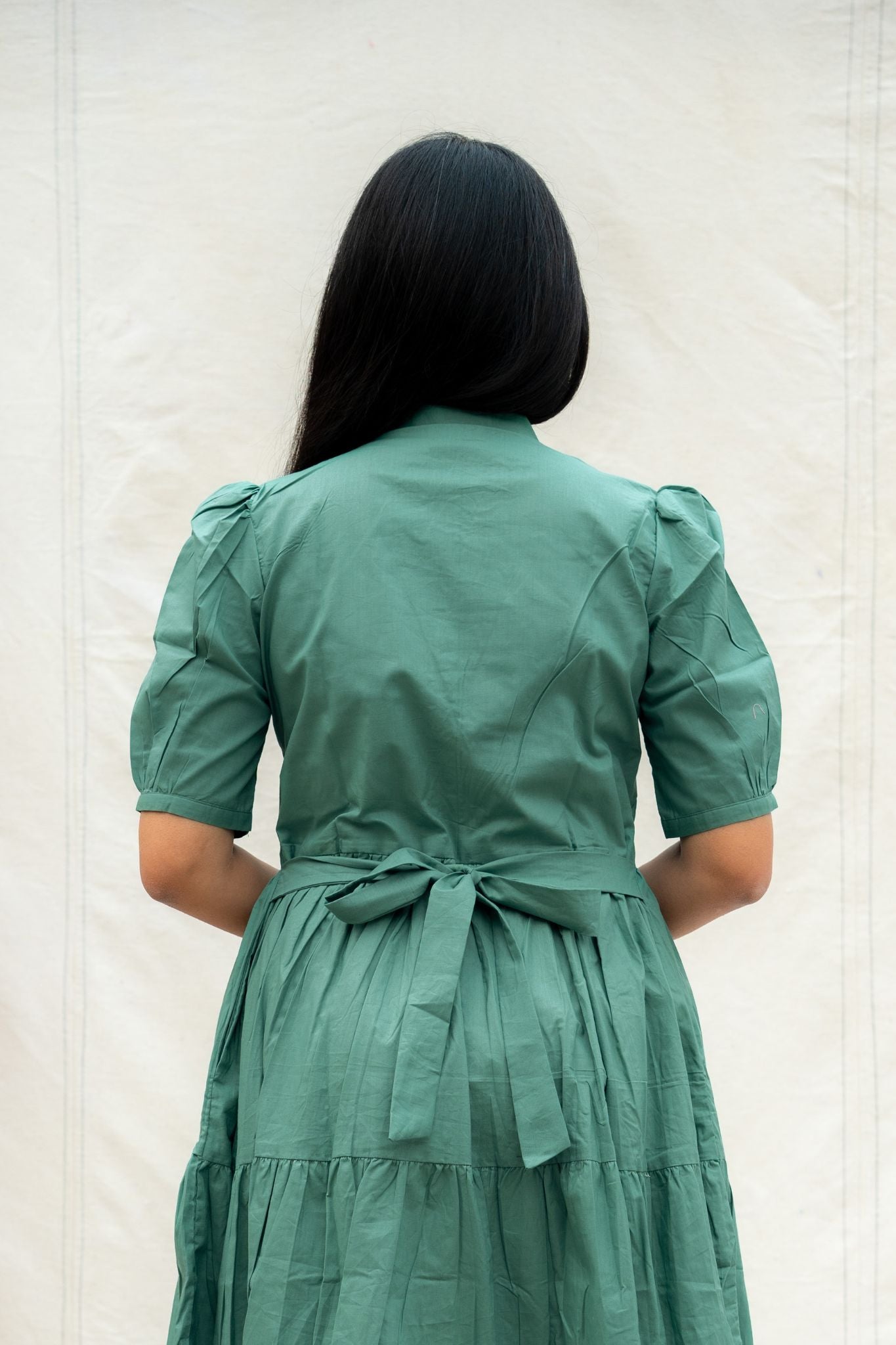 All Day Out Sage Green Poplin Cotton Dress