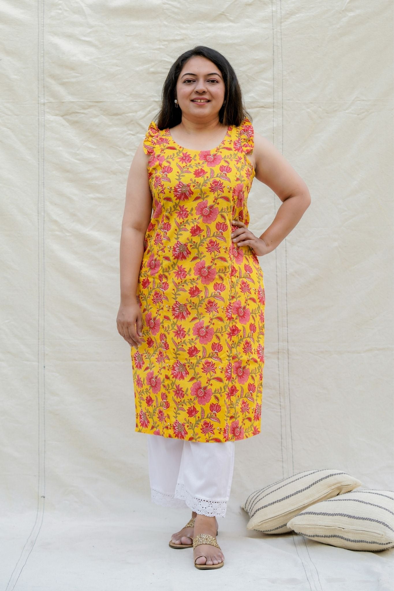 Qwirkle Spaghetti Sleeveless Cotton Kurta