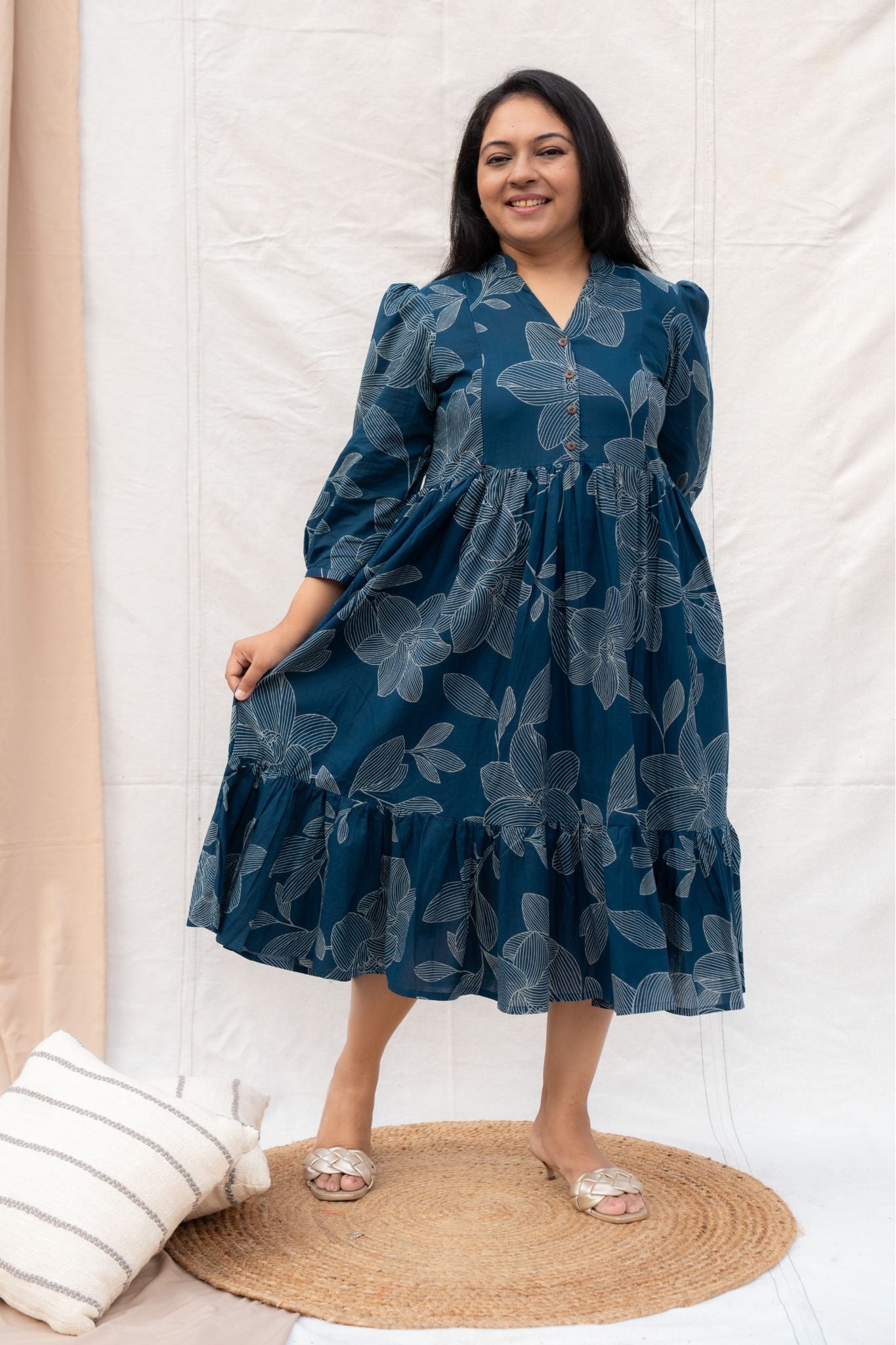 Blue Lagoon Blue Maternity and Nursing Cotton Dress
