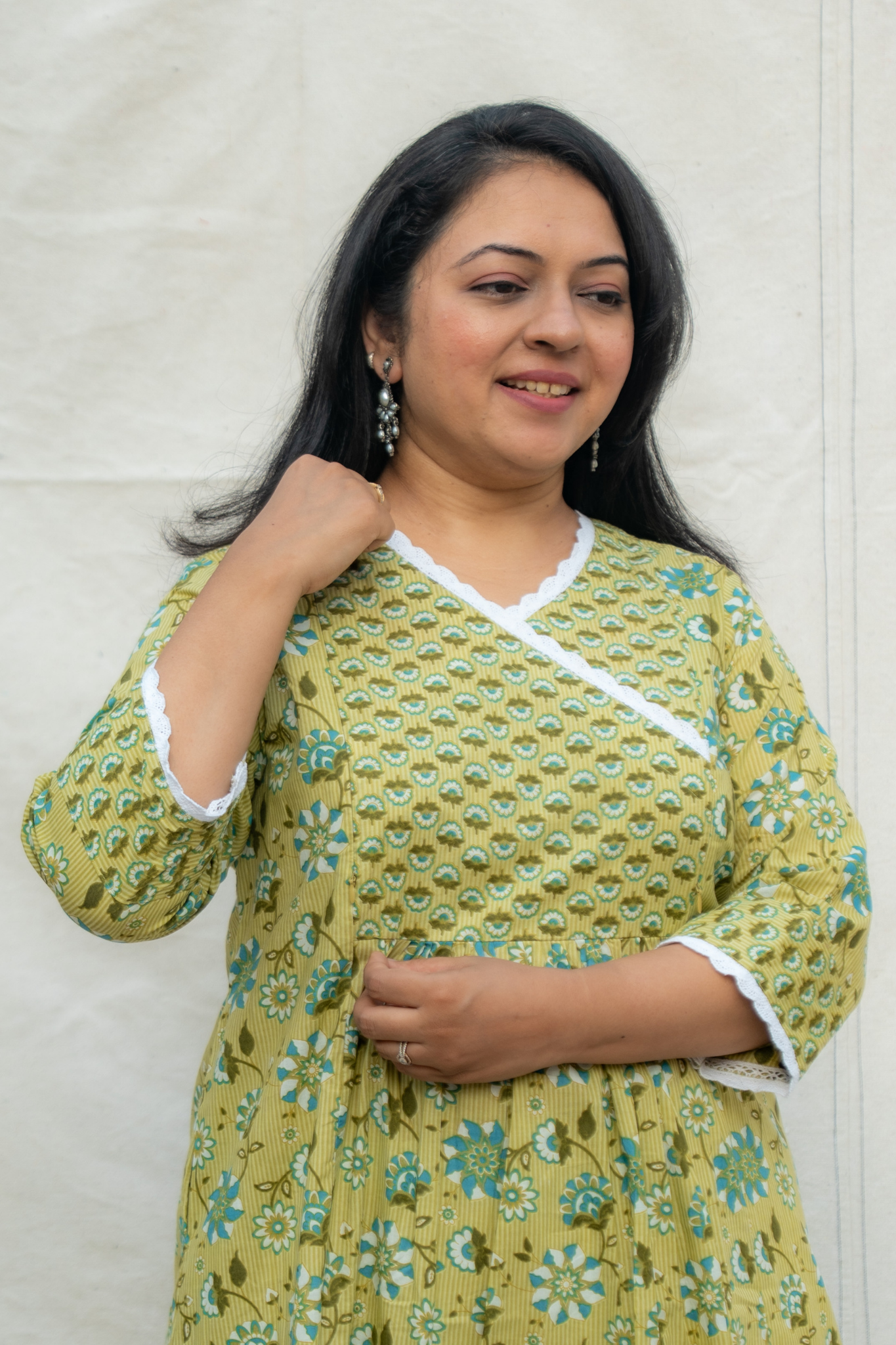 Vanya Green Maternity and Nursing Cotton Kurta