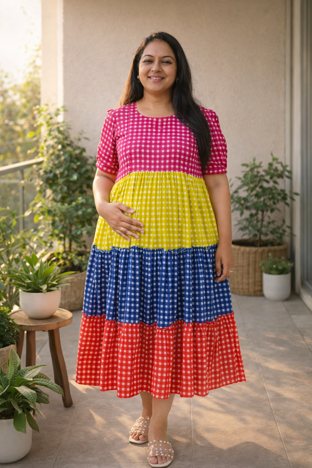 Rainbow Sundae Multi Colour Maternity and Nursing Cotton Dress