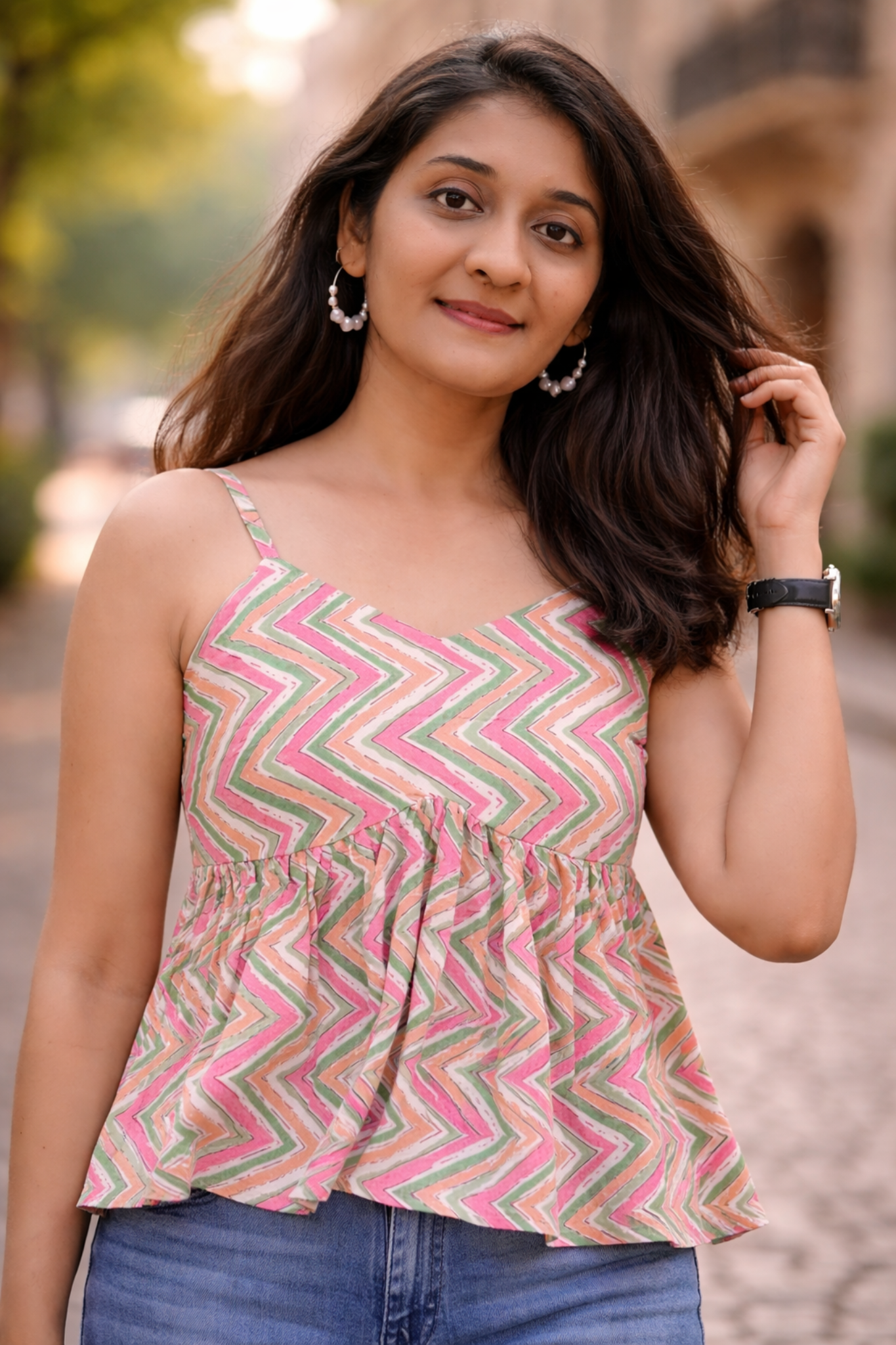 Jigglypuff Multicolour Chevron Spaghetti Cotton Top