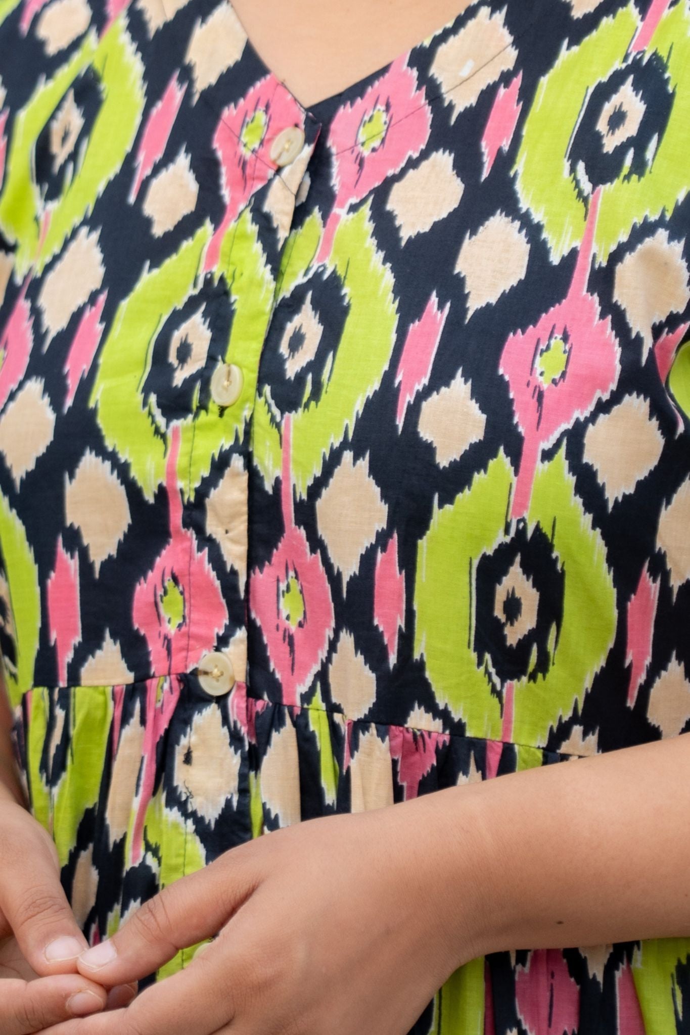 Cassata Green Maternity and Nursing Cotton Dress